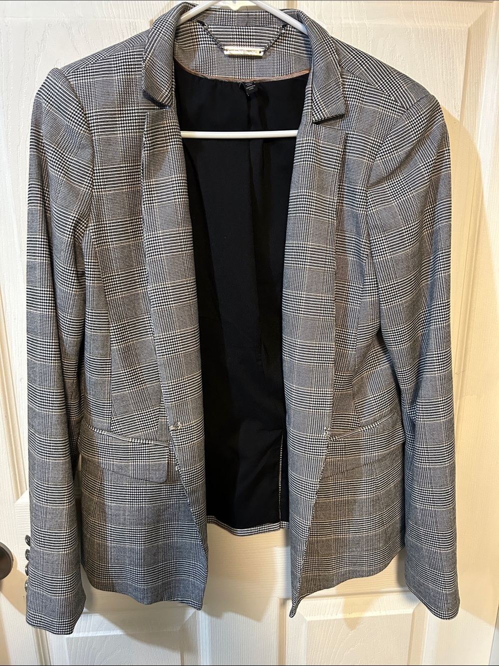 White House Black Market Black & White Glen Plaid Blazer